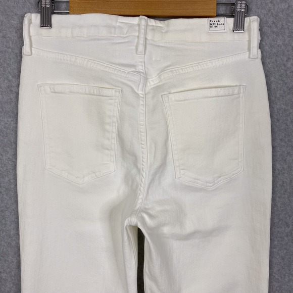 Frank & Eileen White Signature Derry Slim Straight High Rise Jean Raw Hem Sz 29 - Picture 6 of 10